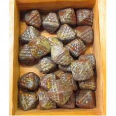 Glass Brown Picasso Double Pyramid Bead